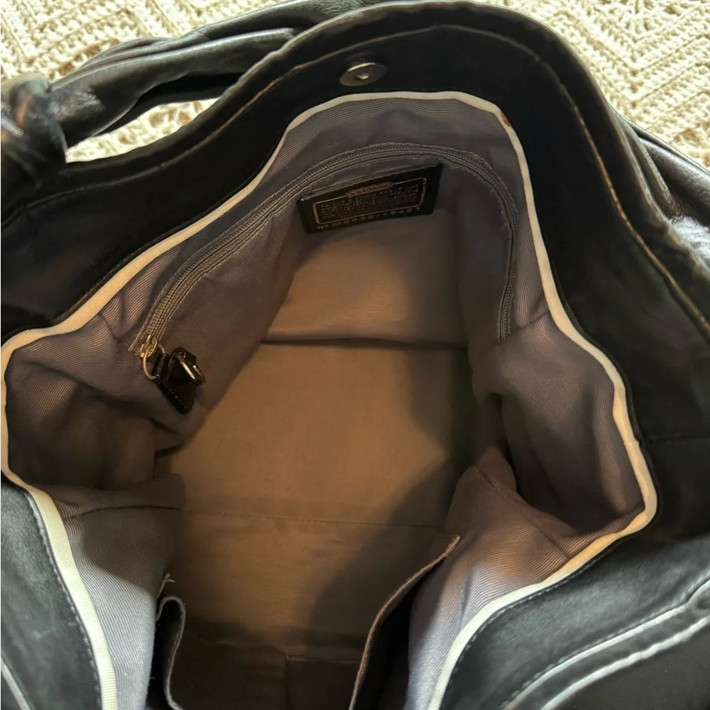 Y2K Coach Parker Art Hobo Shoulder Bag Gray/Black Signature Canvas 13427)